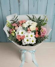 Букет цветов из:  Розы, Лизиантусы и Хризантемы в Еманжелинка