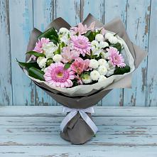 Букет цветов из:  Герберы, Альстромерии и Хризантемы в Еманжелинка