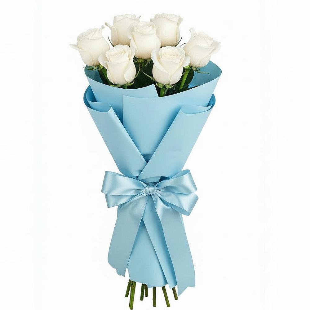 Букет 7 белых роз Проуд в Еманжелинка