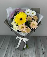 Букет цветов из:  Розы, Герберы и Хризантемы в Еманжелинка