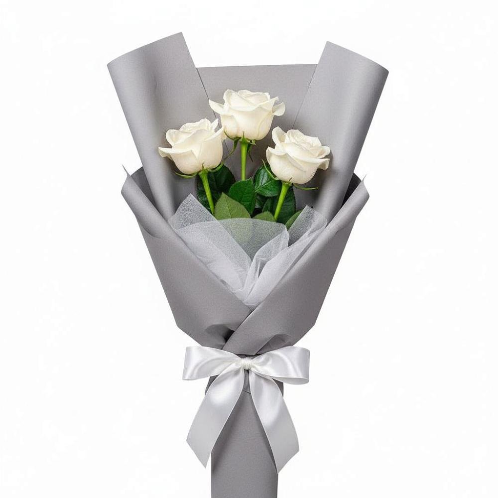 Букет 3 белые розы в Еманжелинка