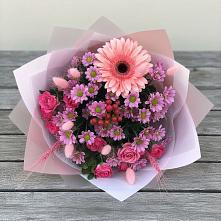 Букет цветов из:  Розы, Герберы и Хризантемы #REPLACE_PRED# Еманжелинка