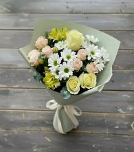 Букет цветов из:  Альстромерии, Розы и Хризантемы #REPLACE_PRED# Еманжелинка